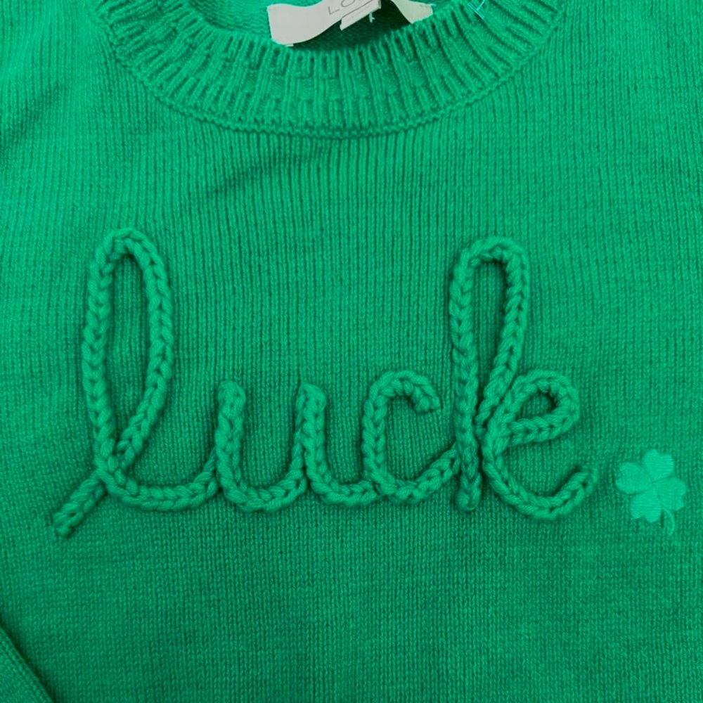‼️DONATING‼️ NWOT LOFT Vibrant Green “Luck” Knit Sweater - Picture 4 of 6